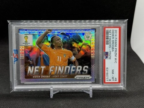 2014 Panini Prizm World Cup Net Finders Silver Prizm Didier Drogba PSA 8