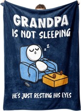 60"x50" "Grandpa is Not Sleeping" Funny Throw Blanket Father's Day Gag Gift