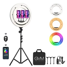 GVM 18" Selfie Ring Light with 65" Adjustable Tripod Stand & Phone Holder, Re...
