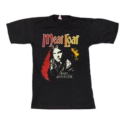 Vintage Meat Loaf T-Shirt Gr. S schwarz 1984 1985 Bad Attitude Tour 80er Rock Band