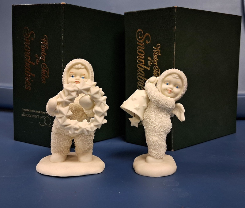 2 VTG Dept. 56 Snow Babies: MADE THIS JUST FOR YOU & JINGLE BELLS