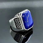 925 Silver Men  Lapis Lazuli Ring  Natural Lapis Signet Ring