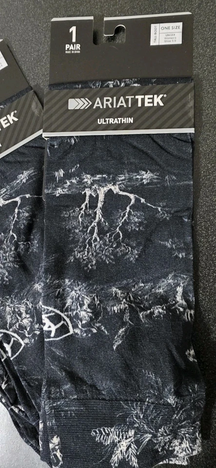 Новый 3 пары Ariat Tek женщины ультратонкий высокий загрузки черный носки женщин Sz 5-9 зима - Изображение 3 из 4