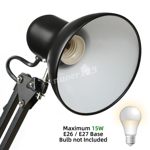 Desk Lamp Adjustable Swing Arm Clip Desk Lights E26/E27 Bulb Holder Work Study - Picture 4 of 11