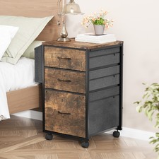 Rolling Under-Desk File Cabinet 3 Fabric Drawers for Letter-Size File for Office