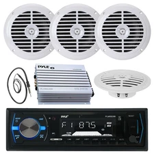 PLMRB29B Black Pyle AUX AM FM Radio, 400W Amp, Antenna,White Pyle 5.25" Speakers