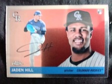 ROOKIE 2025 Topps Chrome Platinum RC Card #221 Jaden Hill Colorado Rockies . rookie card picture