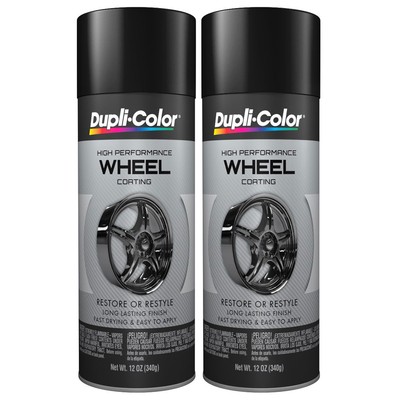 Duplicolor HWP108 (2-Pack) Hi-Performance Wheel Paint, Gloss Black, 12oz Aerosol