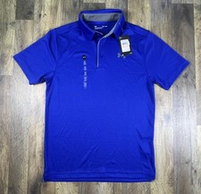New Under Armour Tech Men  s Polo Shirt Size Small Loose 1290140 NWT Blue
