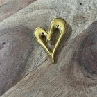 VINTAGE MONET BIG GOLD HEART BROOCH PIN 1980'S COSTUME JEWELRY RETRO 2 x 2.25"