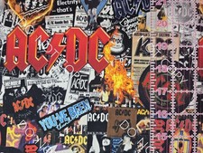 Custom 100 Cotton Woven Fabric ACDC Band Singer Artist 1/4 Yard 9x56