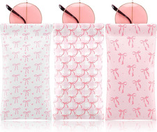 3 Pack Pink Bow Cute Glasses Case Hard Shell, PU Leather