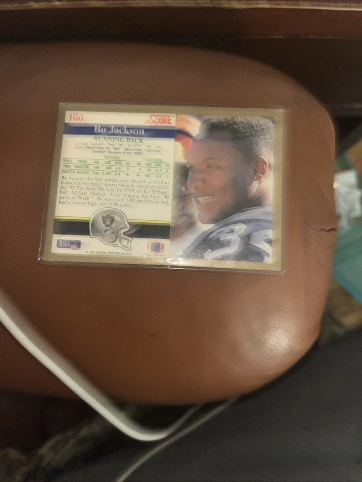 1991 Score NFL Bo Jackson #100 Oakland Raiders NM - Image 3 of 3