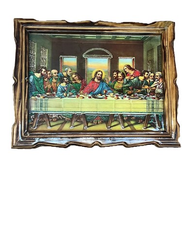 Last Supper Picture Print Jesus Religious Framed Vintage - Picture 3 of 4