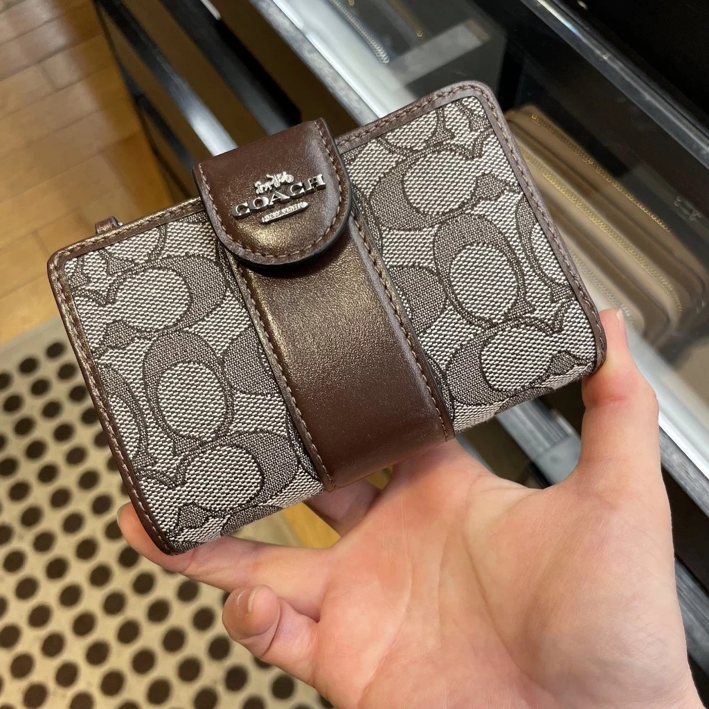 OFFER Coach Medium Corner Zip Wallet In Signature Jacquard (Signature Brown)
