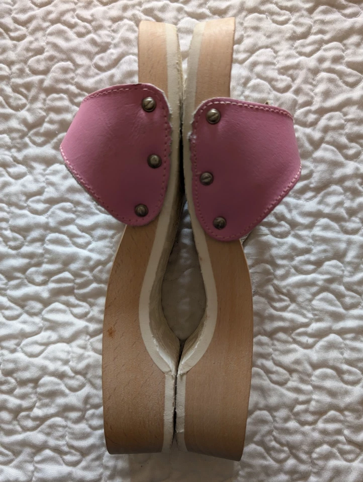 Sandalias Dr. Scholl's para mujer de cuero de madera rosa, talla 8 con caja Foto 4 de 4