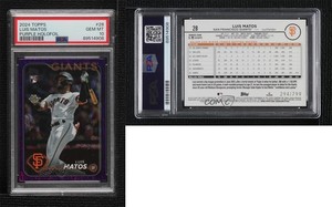 2024 Topps Series 1 Purple Holofoil /799 Luis Matos #28 PSA 10 GEM MT Rookie RC