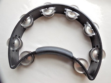 Half Moon Musical Tambourine Double Row Metal Jingles Rhythm Tech