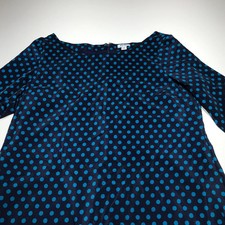 Old Navy Dress Womens XL Blue Polka Dot Shift Crop Sleeve Boat Neck Zip Closure