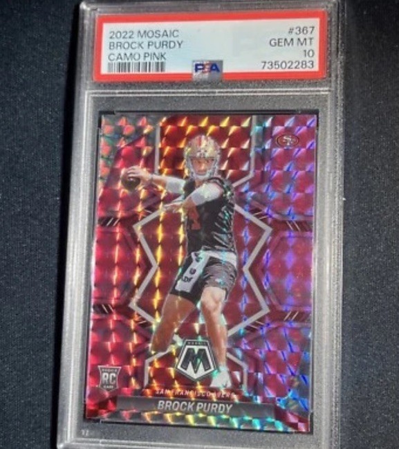 2022 Mosaic Brock Purdy Camo Pink Prizm Rookie Card RC #367 PSA 10 49ers
