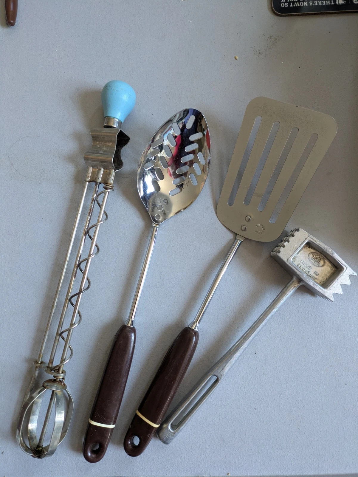 Vintage Kitchenalia Nutbrown Tala Probus Cooking Tools Whisk 1950s 1970s