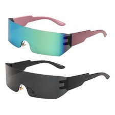2pcs Sunglasses for Women Men, PC Future Style Sunglasses, Purple  Black