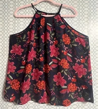 Papermoon Walita Cutout Details Blouse Floral Size XX Large Sleeveless