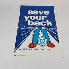 Vintage Dow Chemical Safety Poster Save Your Back Industrial 1976