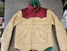 Vintage Powderhorn Mens XL Zip Off Tan Ski Snow Down Jacket Vest Puffer USA