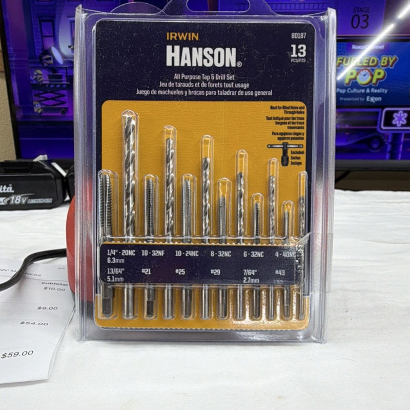 IRWIN HANSON 80187 13-Piece SAE Standard All Purpose Tap & Drill Set