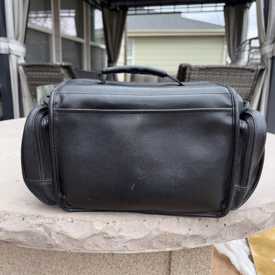 Sony Camera Bag Black Faux Leather Carrying Case W/ Strap Vintage, clean, roomy - Image 3 of 4