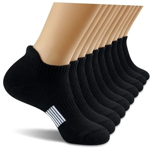 Ankle Socks Womens Athletic Cushioned Anti-blister Comfort 5-8 5 Pairs Black