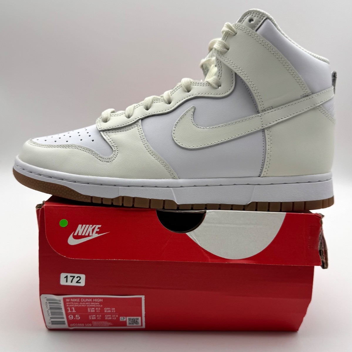Nike Dunk High Sail White Gum Casual DD1869-109 Women's Size 11