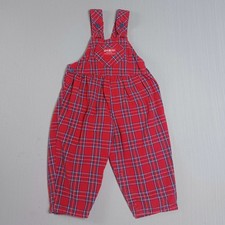 Vintage Oshkosh B'Gosh Overalls 24 Month Red Tartan Plaid USA Made