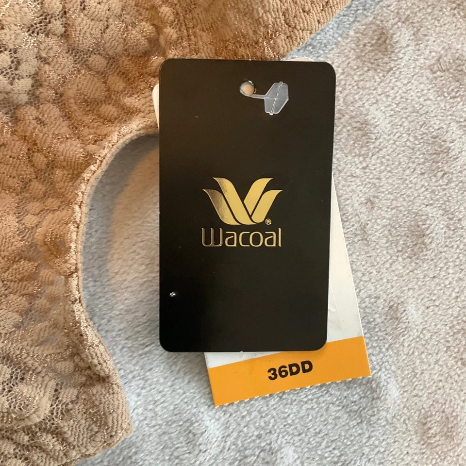 Sutiã Wacoal de renda figura completa 36DD bege jacquard novo com etiquetas - Imagem 2 de 4