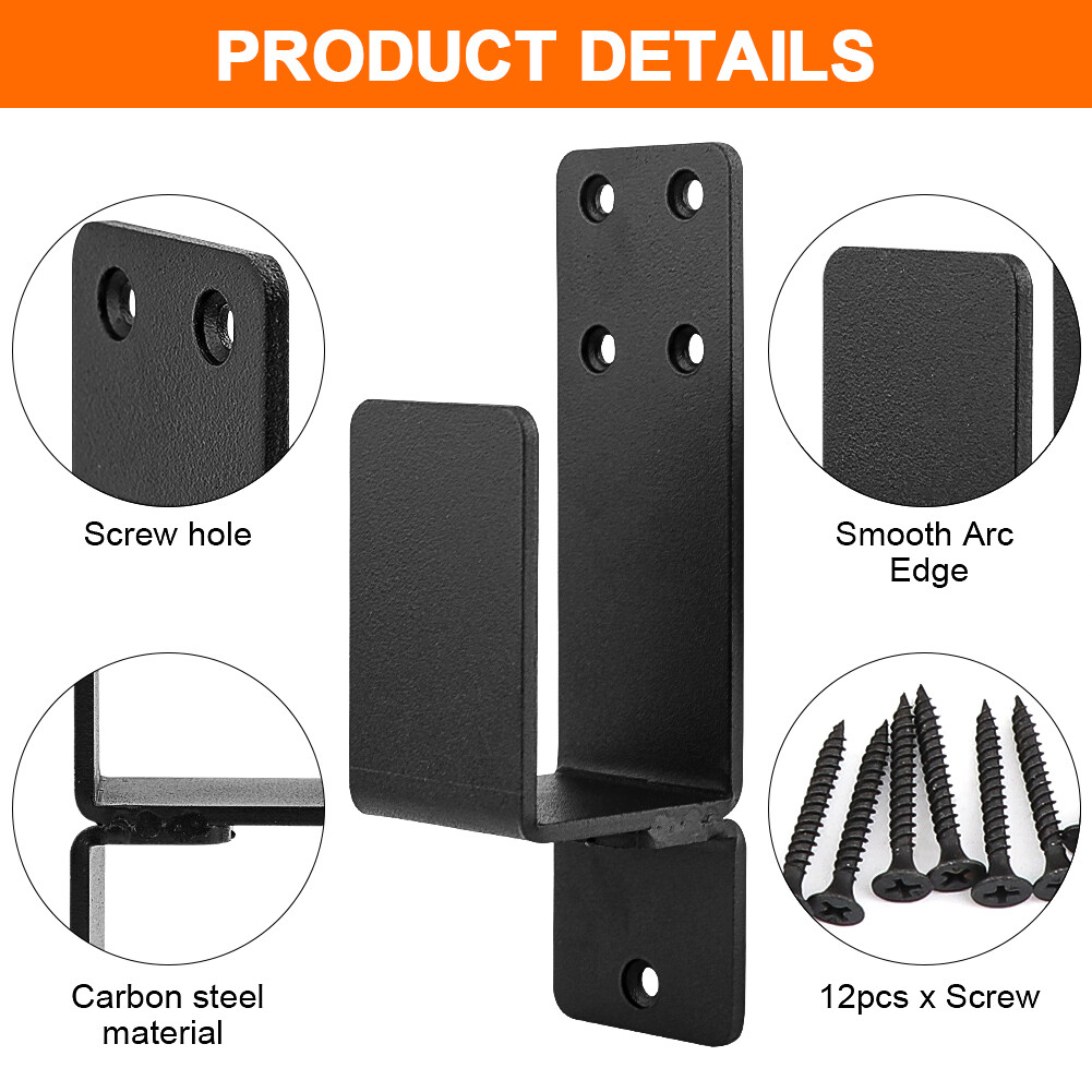 2pcs U Shape Barn Door Barricade Bracket Easy Install With Screws For