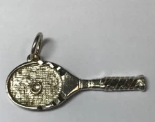 STERLING SILVER TENNIS BALL & RACKET BRACELET CHARM BADMINTON