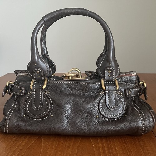 Chloe Paddington Leather Hand Bag Dark Brown Vintage Leather Medium Padlock Key - Picture 3 of 18