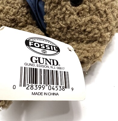 Gund Authentic Fossil Original Plush Brown Bear 9 Inches Blue