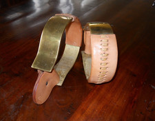 Flashy Leather Polished Brass Heavy Duty Western Saddle Sturrips Round