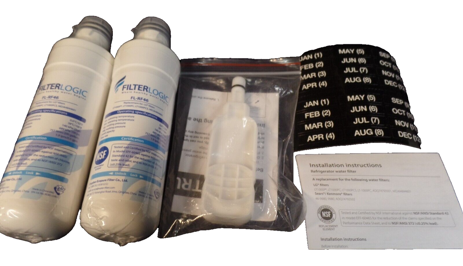 2X Filter Logic FL-RF46 Fits LG LT1000P Refrigerator Filter w/Adj Tool-Sealed