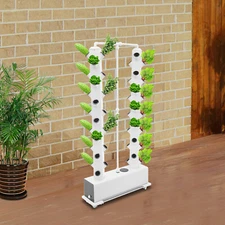 White Hydroponics Vertical Growing Kit 30L 56 Planting Holes Germination Kit