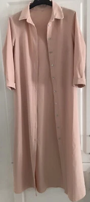 Robe Longue Boutonnage Ou Chemisier Maxi Rose Nude Liseret Blanc Col IMPÉRIAL XS - Photo 1/4