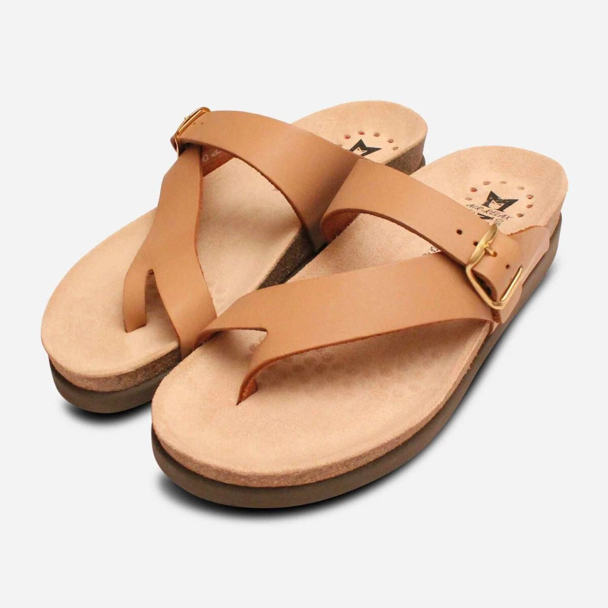 Mephisto Helen Sandals in Camel Nubuck Leather