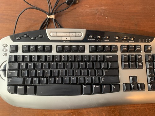 Microsoft Digital Media Pro USB Keyboard KC-0405 Model: 1031 Silver/Black Tested - Picture 10 of 10