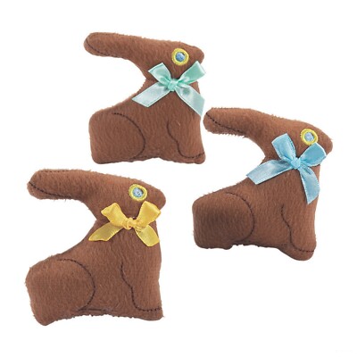 Set of 3 Easter Plush Chocolate Stuffed 3 Inch Bunnies Faux Brand New 