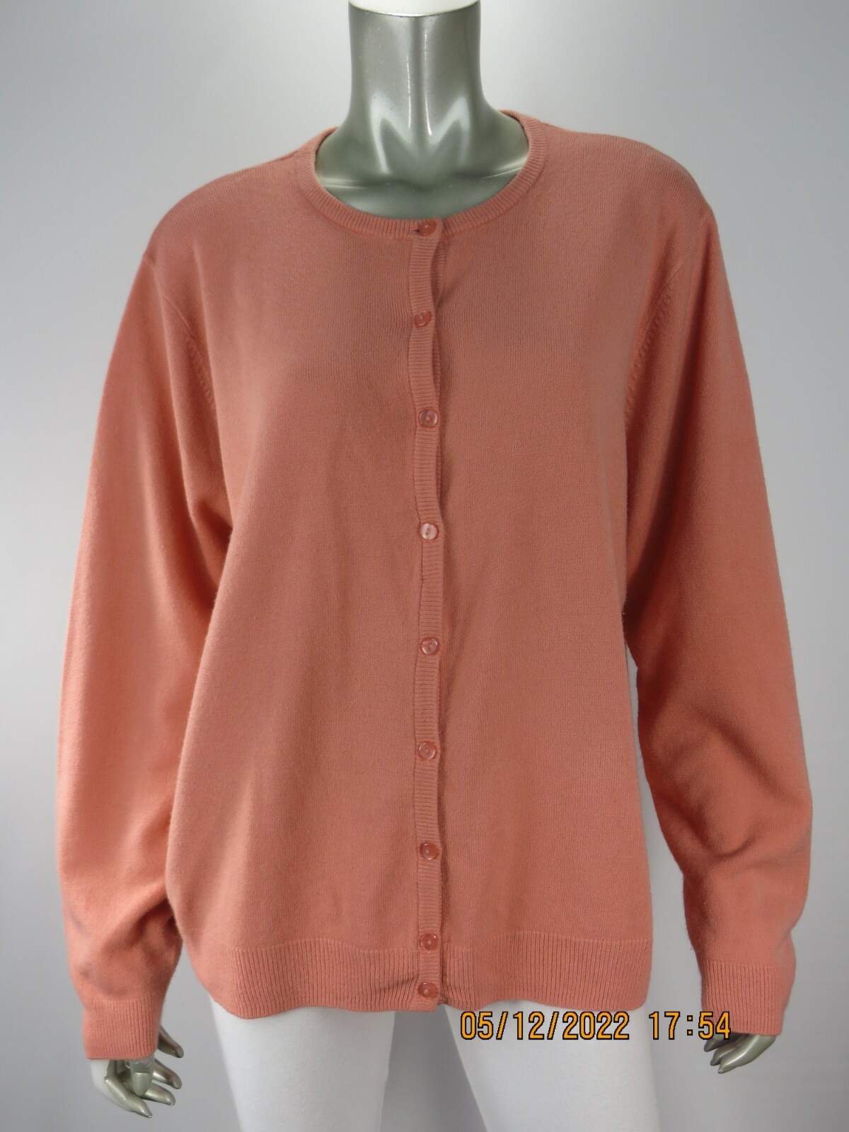 Acrylic Pale Orange Scoop Neck Cardigan 