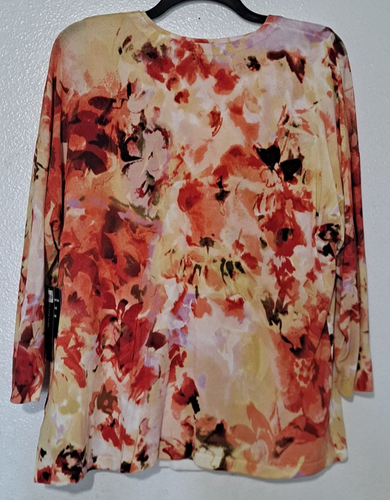 NWT Jones New York Women's Gold White Rust Knit Floral Twin Set Sweater Size 1X - Picture 6 of 11