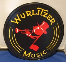 Wurlitzer Music Metal Sign Embossed Reproduction 12" Across... Musician 1995