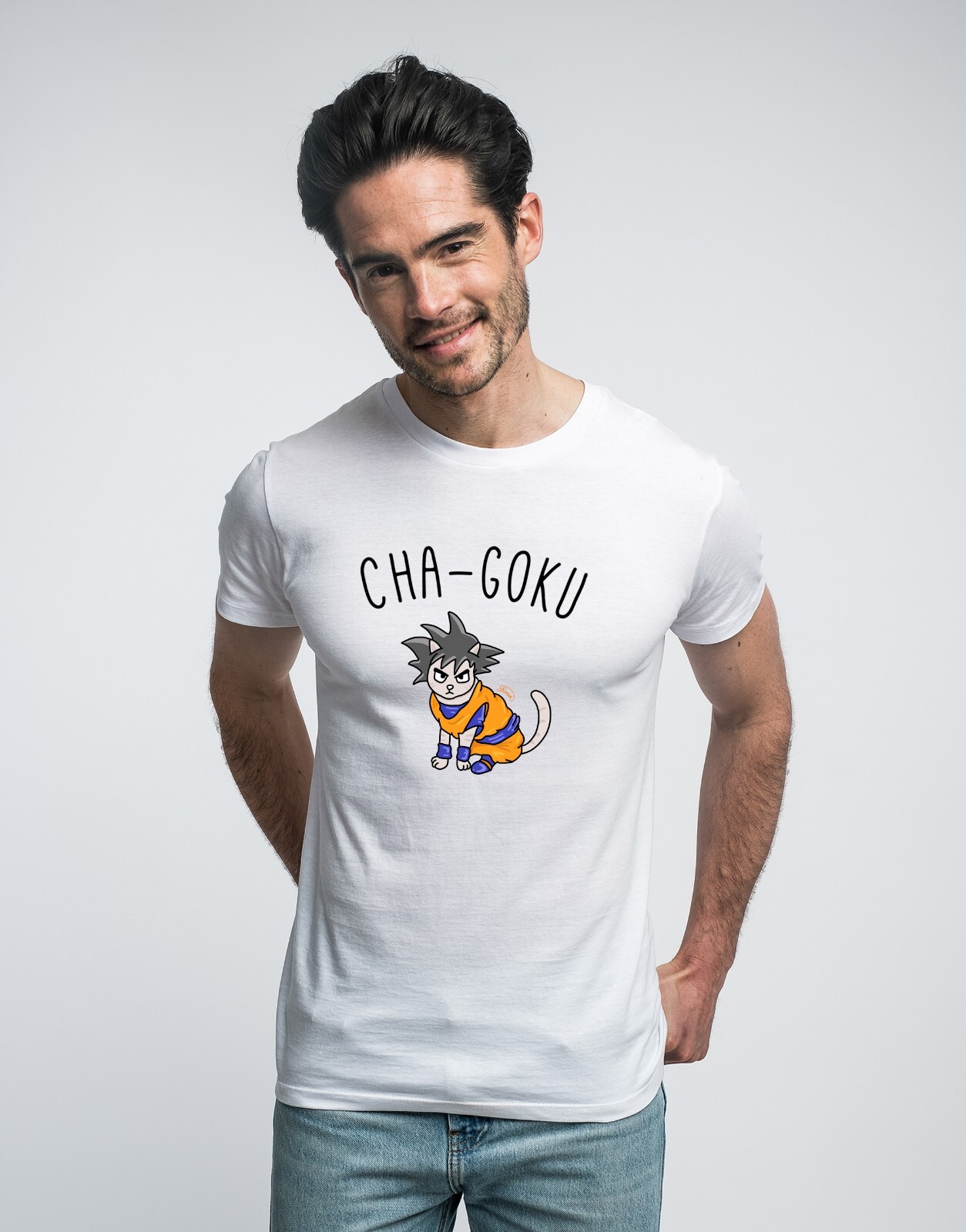 Camiseta Hombre De Manga Corta Color Blanco, CHAT GOKU